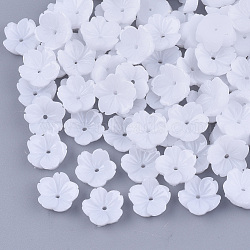 Opaque Resin Bead Caps, 5-Petal, Flower, White, 10x10.5x3.5mm, Hole: 1mm(X-RESI-T040-031B)