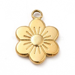 Ion Plating(IP) 201 Stainless Steel Pendants, Flower Charms, Golden, 19x14x2.5mm, Hole: 2.5mm(STAS-H172-16G)