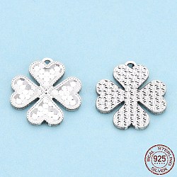 925 Sterling Silver Pendants, Flower, Silver, 15.5x14.5x1.3mm, Hole: 0.8~1mm(STER-T006-04)