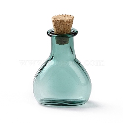 Miniature Glass Bottles, with Cork Stoppers, Empty Wishing Bottles, for Dollhouse Accessories, Jewelry Making, Teal, 11x21x30mm(GLAA-H019-02H)