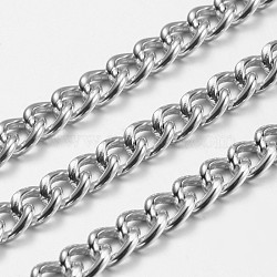 Aluminium Twisted Chains Curb Chains, Unwelded, Silver Color Plated, 9x7x2mm(X-CHA-K1509)