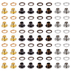 200 Sets 4 Colors Iron Grommet Eyelet Findings, with Washers, for Bag Repair Replacement Pack, Mixed Color, 0.6x0.4cm, Inner Diameter: 0.3cm, 50 sets/colors(SCRA-GF0001-02)