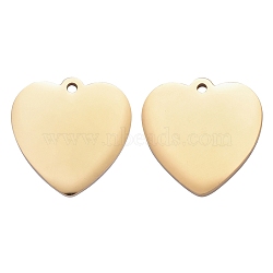 304 Stainless Steel Pendants, Manual Polishing, Blank Stamping Tags, Heart, Golden, 20x20x1.8mm, Hole: 2.2mm(STAS-I140-10A-G)