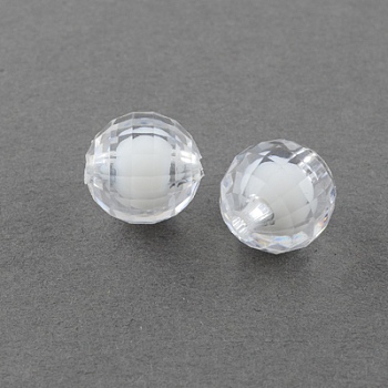 Transparent Acrylic Beads, Bead in Bead, Faceted, Round, Clear, 18mm, Hole: 2mm, about 270pcs/500g