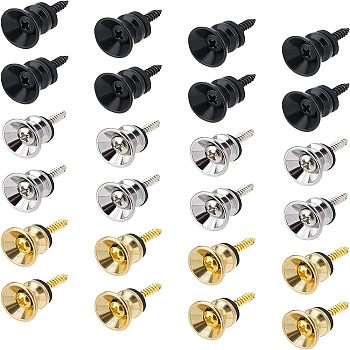 24Sets 3 Colors Iron Guitar Strap Locks Buttons, with Screws and Washer, for Musical Instrument Accessories, Mixed Color, 22x6mm, 8sets/color