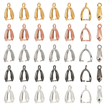 150Pcs 5 Colors Grade AA Brass Ice Pick Pinch Bails for Pendant Making, Cadmium Free & Nickel Free & Lead Free, Mixed Color, 14x7x5mm, Hole: 2mm, Pin: 1mm, 30pcs/color