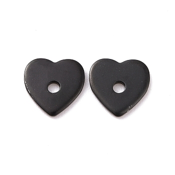 Ion Plating(IP) 304 Stainless Steel Beads, Heart, Electrophoresis Black, 8x8x1mm, Hole: 1.5mm