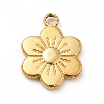 Ion Plating(IP) 201 Stainless Steel Pendants, Flower Charms, Golden, 19x14x2.5mm, Hole: 2.5mm