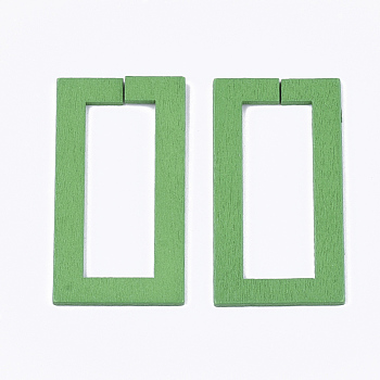 Spray Painted Wood Linking Rings, Quick Link Connectors, Rectangle, Green, 45x24x1.5mm, Inner Measure: 35x13mm
