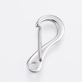 304 Stainless Steel Keychain Clasp Findings, Stainless Steel Color, 21x10x2~4mm, Hole: 2.5mm