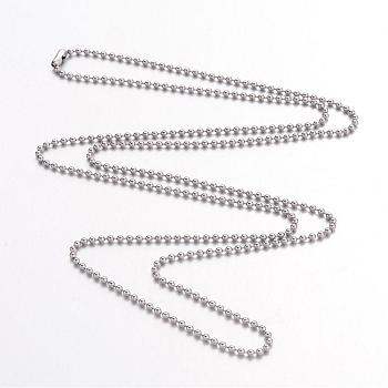 Stainless Steel Necklace Making, Stainless Steel Ball Chains, Stainless Steel Color, 23.6 inch(60cm), 1.5mm