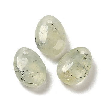 Natural Prehnite Teardrop Charms, for Pendant Necklace Making, 14x10x6mm, Hole: 1mm