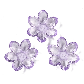 Transparent Acrylic Beads, Flower, Lilac, 23.5x21x6.5mm, Hole: 2mm, 462pcs/500g