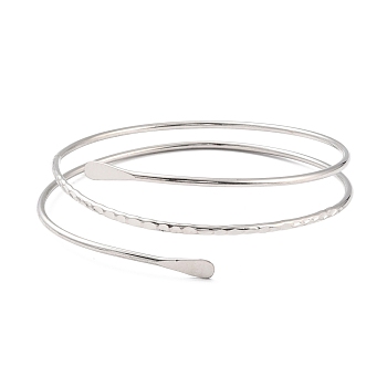 Wire Wrap Upper Arm Cuff Band, Alloy Open Armlets Bangle for Girl Women, Platinum, Inner Diameter: 3-3/8 inch(8.6cm)