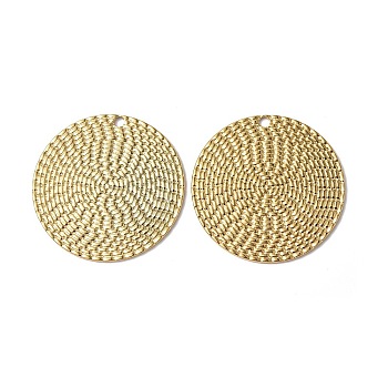 Ion Plating(IP) 304 Stainless Steel Pendants, Flat Round Charm, Real 18K Gold Plated, 29.5x1mm, Hole: 1.8mm