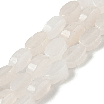 Natural White Jade Beads Strands, Flat Oval, 6~6.5x4~4.5x2.5mm, Hole: 0.6mm, about 64pcs/strand, 15.94''(40.5cm)