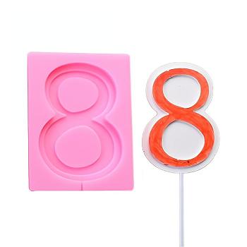 Food Grade Silicone Molds, Fondant Molds, For DIY Cake Decoration, Chocolate, Candy, UV Resin & Epoxy Resin Jewelry Making, Number, Num.8, 93x69x10mm, Inner Diameter: 78x55mm