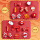 Chinese New Year Bowknot Flower Cloth Alligator Hair Clips Set(OHAR-WH0021-31B)-4