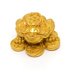 Resin Toad and Copper Coin Ornaments, for Home Dispalay Decorations, Gold, 58x70x36mm(DJEW-WH0016-02)