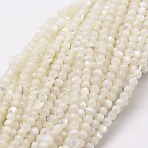 Natural White Shell Beads, Mother of Pearl Shell Beads Strands, Round, 2mm, Hole: 0.5mm, about 170~175pcs/strand, 39cm(X-G-N0190-11-2mm)