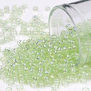 TOHO Round Seed Beads, Japanese Seed Beads, (173) Dyed AB Lemon Mist, 8/0, 3mm, Hole: 1mm, about 222pcs/10g(X-SEED-TR08-0173)