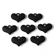 Rubberized Style Acrylic Pendants, Puffed Heart, Black, 25x37x10mm, Hole: 4.5mm(OACR-N011-012B)