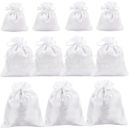 38Pcs 3 Styles Satin Storage Drawstring Bags, Rectangle, White, 9~20x7~16cm(ABAG-BC0001-33)