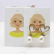 Paper Earring Display Cards, Earring Holder Cards, Rectangle with Girl Pattern, Light Green, 9x6x0.03cm, Hole: 5mm and 1mm(DIY-B061-05D)