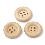 4-Hole Wooden Buttons, Flat Round, PapayaWhip, 23x5mm, Hole: 1.5mm(X-WOOD-S040-39)