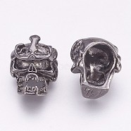 Tibetan Style Alloy Beads, Skull, Gunmetal, 16x13x10mm, Hole: 2.5mm(X-PALLOY-K234-02B)