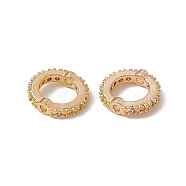 Brass Micro Pave Cubic Zirconia Bead Frames, Long-Lasting Plated, Ring, Real 18K Gold Plated, 10x2.5mm, Hole: 1.2mm(KK-A171-05G-01)