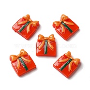 Christmas Opaque Resin Cabochons, Gift Box, Red, 17x15x5mm(RESI-K019-40)