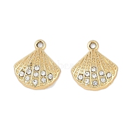 Alloy Crystal Rhinestone Pendants, Sea Shell Shape, Golden, 15.5x14x4mm, Hole: 2mm(FIND-M018-14G)