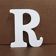 Letter Wooden Ornaments, for Home Wedding Decoration Shooting Props, Letter.R, 100x100x15mm(LETT-PW0002-61R)
