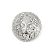 304 Stainless Steel Buttons, 1-Hole, Half Round, Stainless Steel Color, Lion, 25x14mm, Hole: 3x2mm(STAS-F310-29P-02)