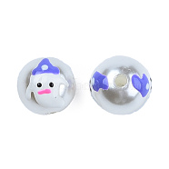 ABS Plastic Imitation Pearl Beads, with Enamel, Round with Ghost, Mauve, 12x11.5mm, Hole: 2mm(KY-N015-138)