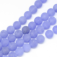 Natural White Jade Bead Strands, Dyed, Frosted, Round, Medium Slate Blue, 8~9mm, Hole: 1mm, about 46~48pcs/strand, 14.9 inch(G-R297-8mm-52)