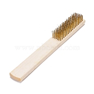Wire Brush, with Wooden Handle, for Cultural Relics Cleaning, Golden, 205x25x13mm(AJEW-WH0017-90C)