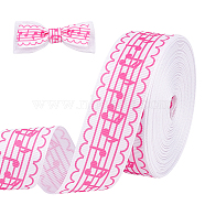 Polyester Printed Ribbons, Garment Accessories, Musical Note Pattern, Hot Pink, 1 inch(25mm), 10 yards/roll(OCOR-WH0080-15B)