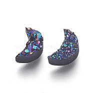 Imitation Druzy Gemstone Resin Beads, Moon, Colorful, 10x6x3.5mm, Hole: 1.2mm(RESI-L026-I02)