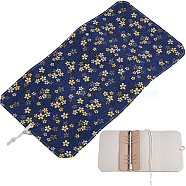 A5 Sakura Pattern Cloth 6 Ring Binder Cover, Loose Leaf Notebook Cover, Prussian Blue, 160x235x30mm(DIY-WH0430-376B)