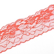 Nonelastic Lace Ribbon Trim, for Sewing, Gift Package Wrapping, Floral Designing, Red, 3 inch(75mm)(OCOR-WH0033-69)