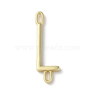 Rack Plating Brass Connector Charms, Cadmium Free & Lead Free, Long-Lasting Plated, Real 18K Gold Plated, Letter L, 23x7x1.5mm, Hole: 3x0.8mm(KK-P245-07G-L)