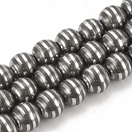 Electroplate Non-magnetic Synthetic Hematite Beads Strands, Round, Platinum Plated, 9.5~10x10~11mm, Hole: 1.5mm, about 40pcs/strand, 15.7 inch(G-T065-10mm-01E)