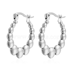 Non-Tarnish 304 Stainless Steel Hoop Earrings, Stainless Steel Color, 25x24mm(AZ5458-2)