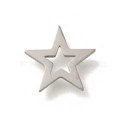 304 Stainless Steel Charms, Laser Cut, Stainless Steel Color, Star, 9.5x10x1mm, Hole: 4mm(STAS-S144-01P-G)