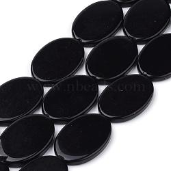 Synthetic Black Stone Beads Strands, Flat Oval, 33x23x5mm, Hole: 1.5mm, 12pcs/strand, 15.7 inch(G-Q949-006)