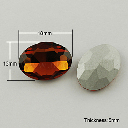 Glass Pointed Back Rhinestone, Back Plated, Faceted, Oval, Chocolate, 13x18x5mm(X-RGLA-Q012-9)