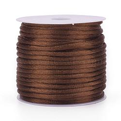 Nylon Cord, Satin Rattail Cord, for Beading Jewelry Making, Chinese Knotting, Camel, 2mm, about 10.93 yards(10m)/roll(NWIR-L006-2mm-19)