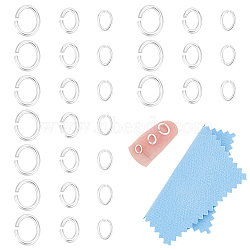 3 Styles 925 Sterling Silver Open Jump Rings, Saw Cut Oval, 1Pc Suede Fabric Square Silver Polishing Cloth, Silver, 5~78.5x3.5~78.5x0.2~1mm, Inner Diameter: 2.5~4.5x3.7~5.5mm(STER-DC0001-54)
